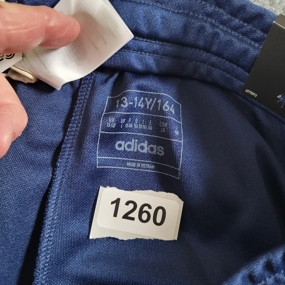 Adidas Soccer Pants Youth‎ Large Slim Tapered Football Futbol Blue Zip Legs NEW